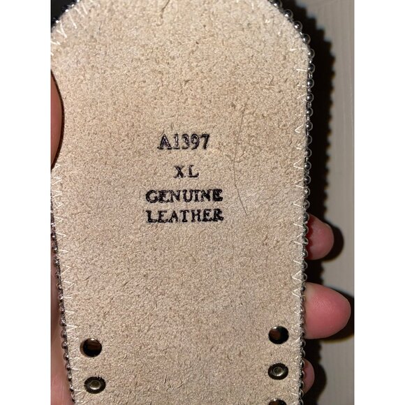 Ariat Wide Brown Western Rhinestone & Turquoise Genuine Leather Belt XL With Sil - Picture 4 of 11